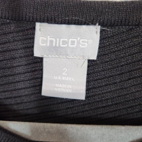 NWT Chico's Asymmetrical Hem Ribbed Tunic in Black‎ Size 2 (US Size Large) - Picture 5 of 6